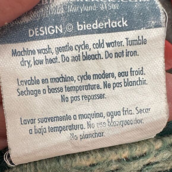 Rare 1990 Biederlack Cotton blend Reversible Blanket VTG Floral Leaves pattern - Picture 13 of 14